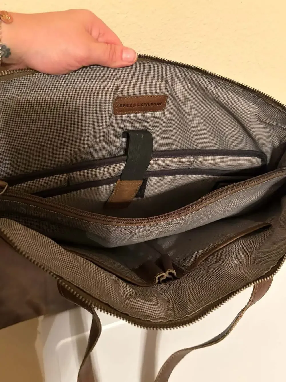 Spikes & Sparrow Brown Genuine Leather Laptop Tote Bag